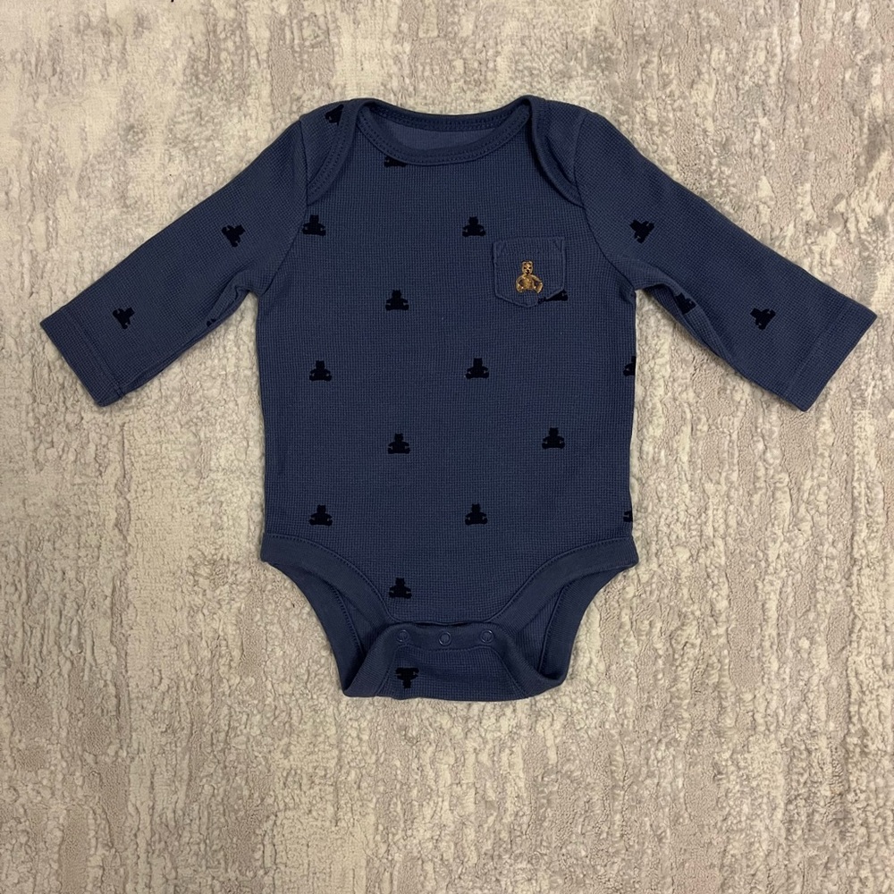 0-3 Baby Gap Navy One Piece with Bear Embroidery